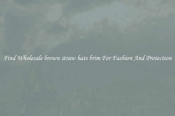 Find Wholesale brown straw hats brim For Fashion And Protection