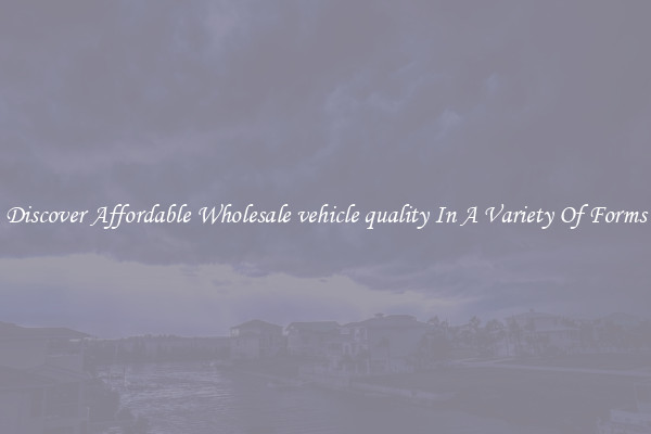 Discover Affordable Wholesale vehicle quality In A Variety Of Forms