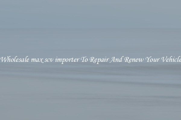Wholesale max scv importer To Repair And Renew Your Vehicle