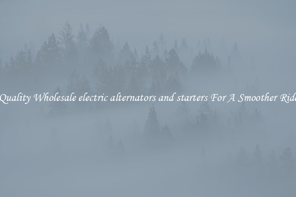 Quality Wholesale electric alternators and starters For A Smoother Ride